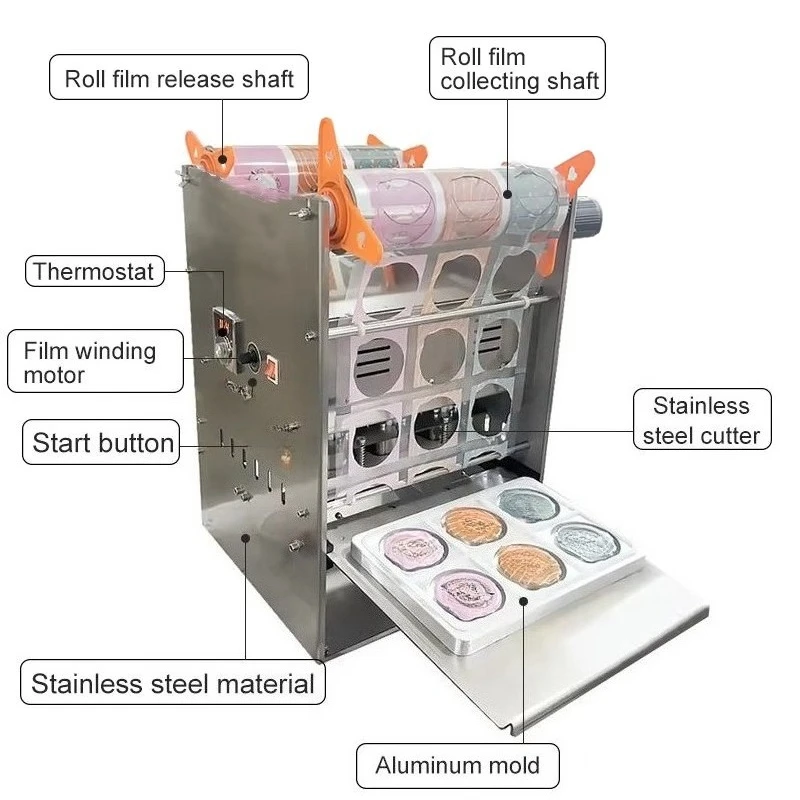One Out of Six  Packing Machine Plastic Film Yogurt Coffee Cup Sealing Machine Sauce Cup Sealer for Tomato Sauce Salad Dressing