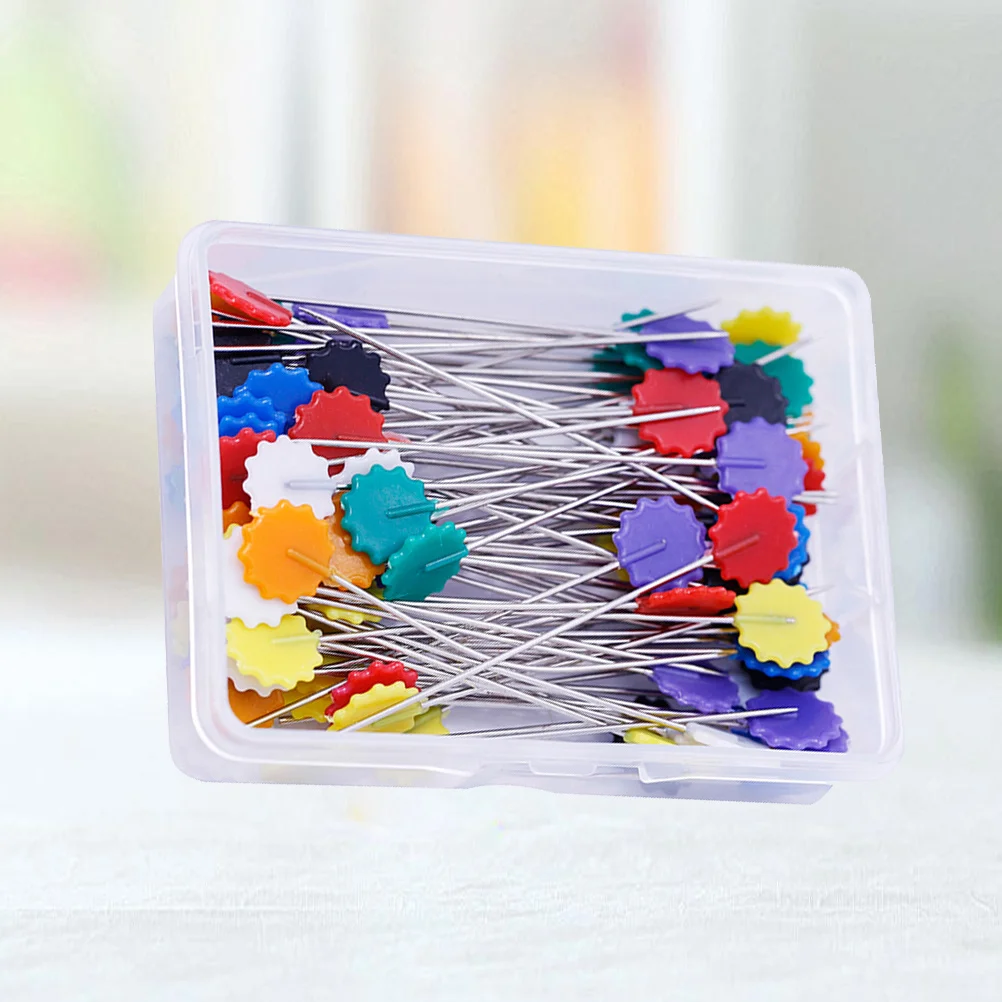 

50Pcs Head Straight Pins Colorful Flat Flower Head Needles for Sewing Knitting Bags Shoes Hats Crafting Decoration Essential