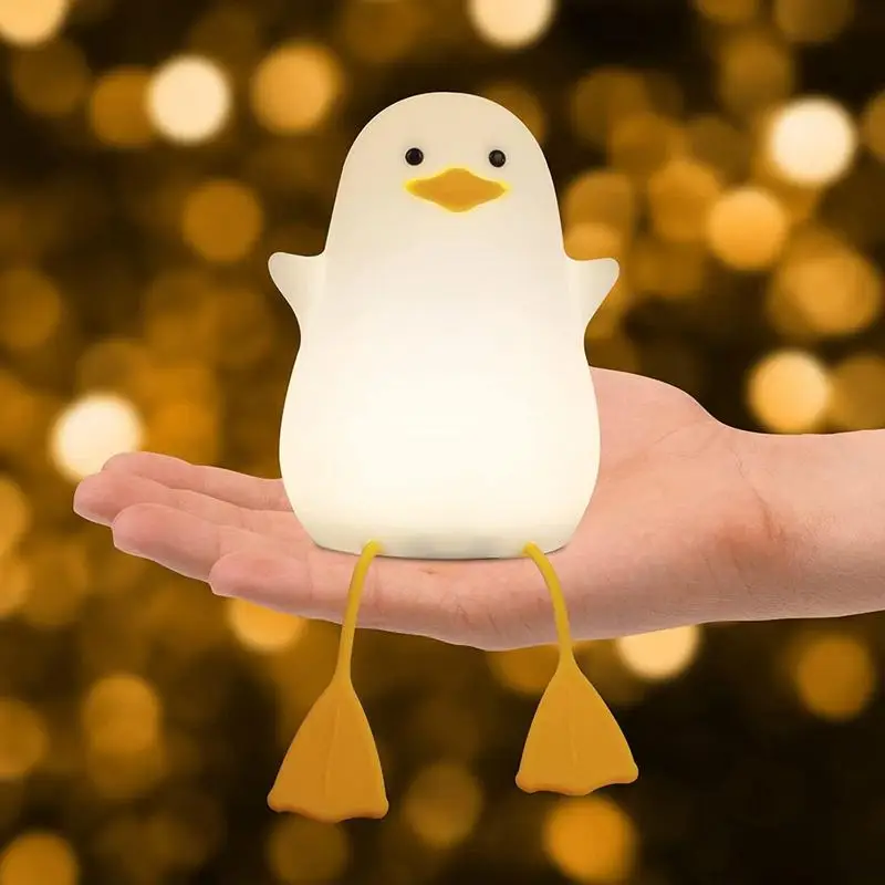 Lampu Bebek Silikon Lampu Malam Bebek dengan Sensor Sentuh Lampu Bebek LED Licin Isi Ulang dengan Pengatur Waktu 20 Menit & Kontrol Keran Sebagai