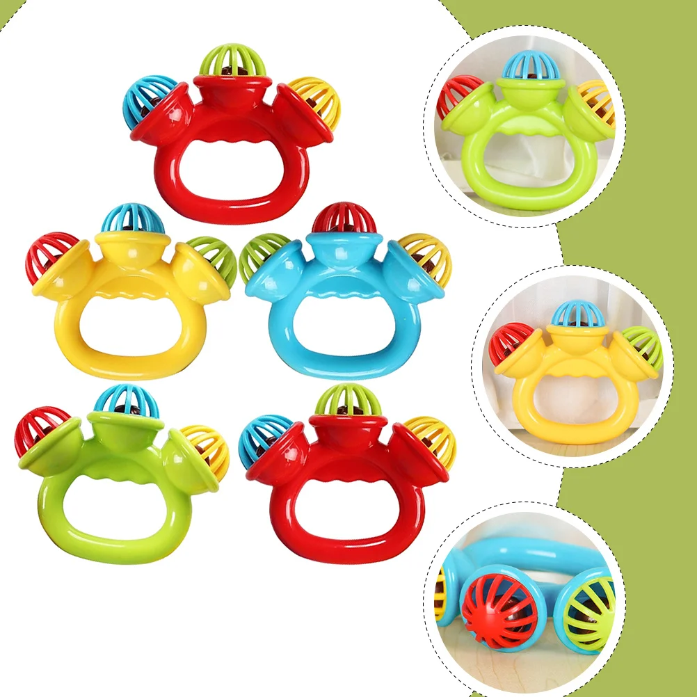 5 pçs chocalho de mão do bebê recém-nascido anel shaker sensorial dentição mastigar aperto educação precoce infantil calmante pacifying