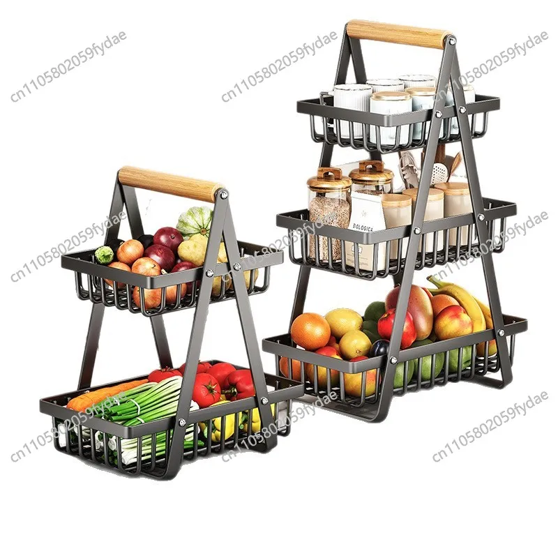 

Retail three-story living room fruit plate snack dining table storage rack dining table kitchen rack portable fruit basket
