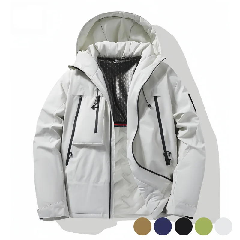Graphene Jacket for Men, Autumn and Winter Thickened Windproof and Waterproof Outdoor Hooded Jacket, Warm Cotton Coat, Technology for Heat Retention and Temperature Locking, Water Repellent and Stain Resistant, Ultraso