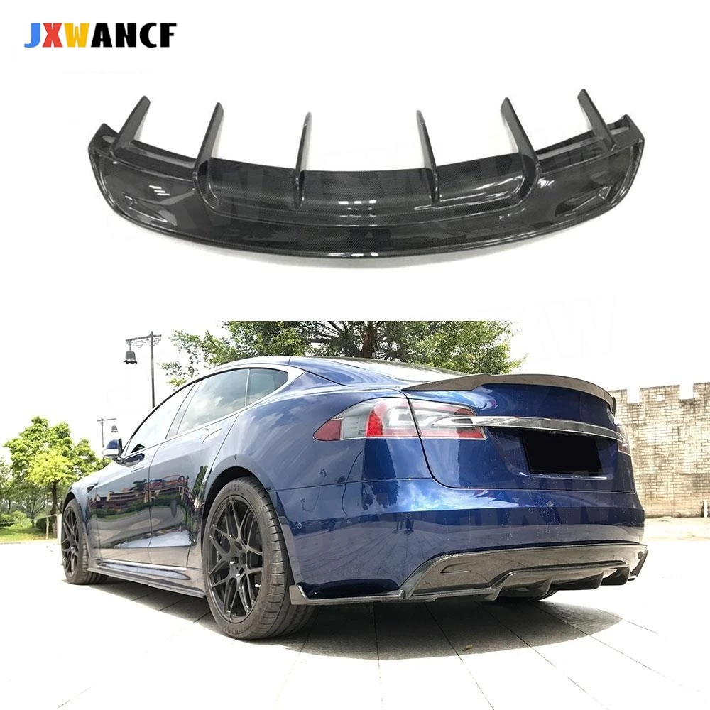 

JXWANCF задний бампер из углеродного волокна, диффузор, спойлер для Tesla Model S 70D P85D 90D P100D седан, 4-дверный 2016-2017
