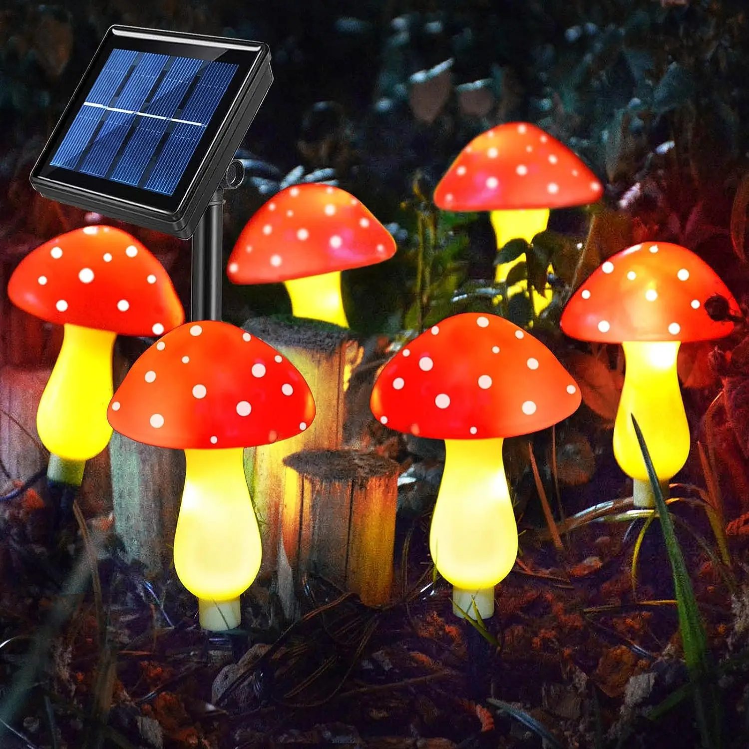 

6-Pack Solar Garden Lights, Solar Mushroom Stake Lights for Outdoor Yard Decor