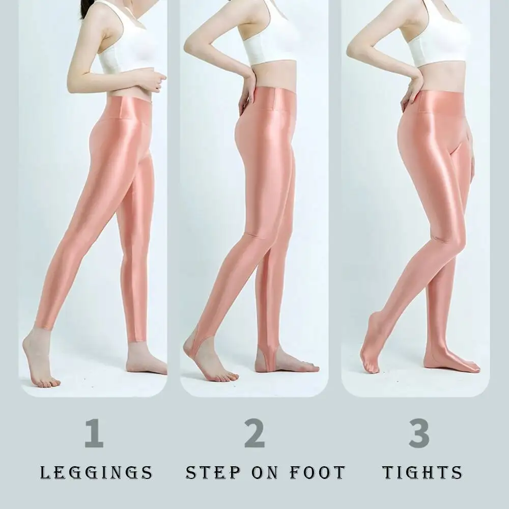 Glossy sexy satin tight pants leggings High waist plus size shiny yoga sport sweatpants trousers