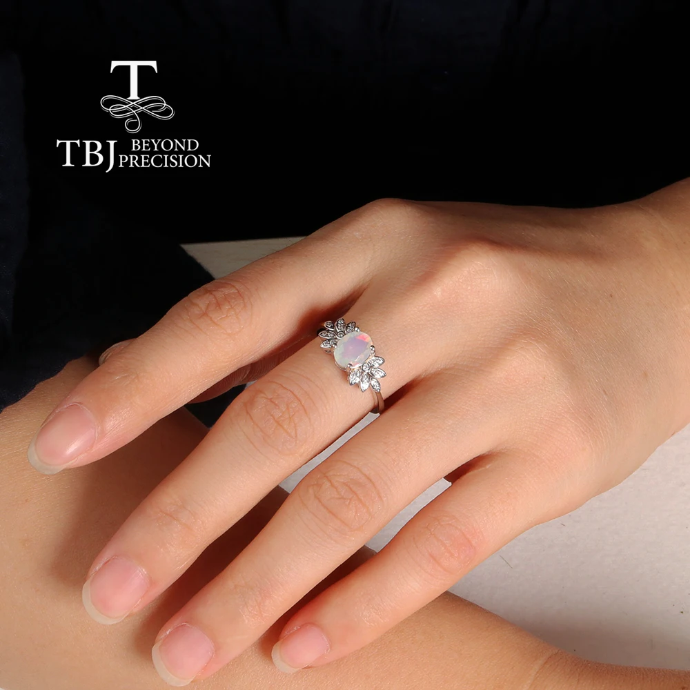 Colorful October Birthstone Natural Opal Ring 925 silver fine jewelry for lady Anniversary & Engagement & Banquet gifts - view 3