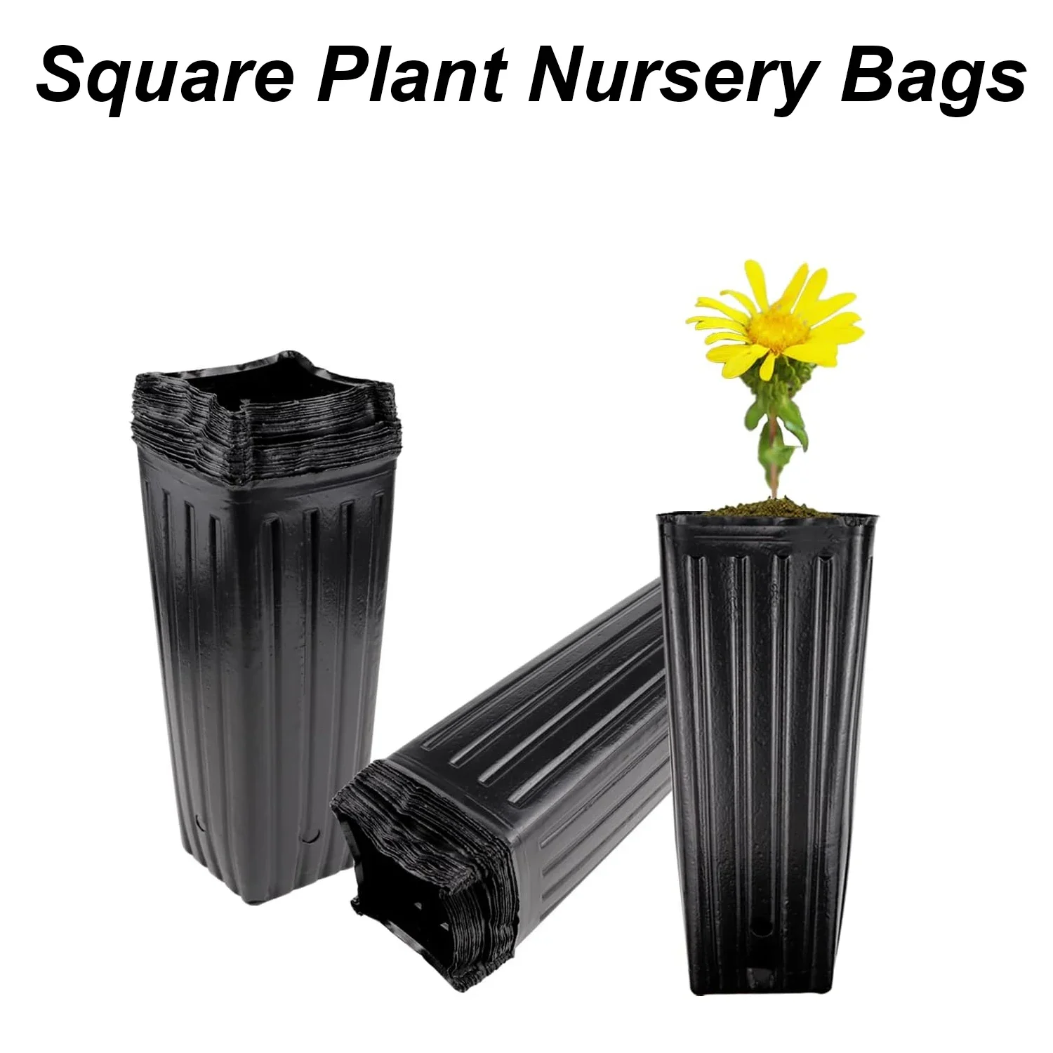 Tall Square Plant Seedling Bag Flower Plant Container with Drainage Holes Supple Breathable Pot Garden Tree Transplant Grow Bags