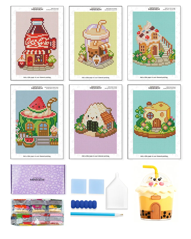 Kit peinture diamant thé et cottage 6 pièces