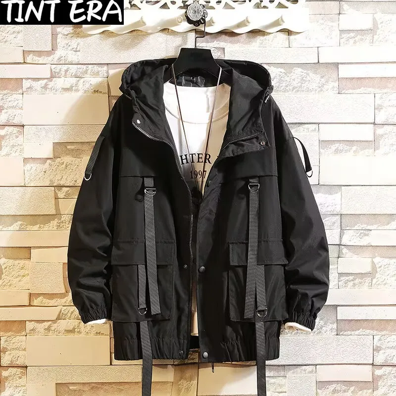 TINT ERA Streetwear autunno Casual giacche da uomo con cappuccio Harajuku giacca a vento per donna giacca Cargo uomo abbigliamento sportivo Casual