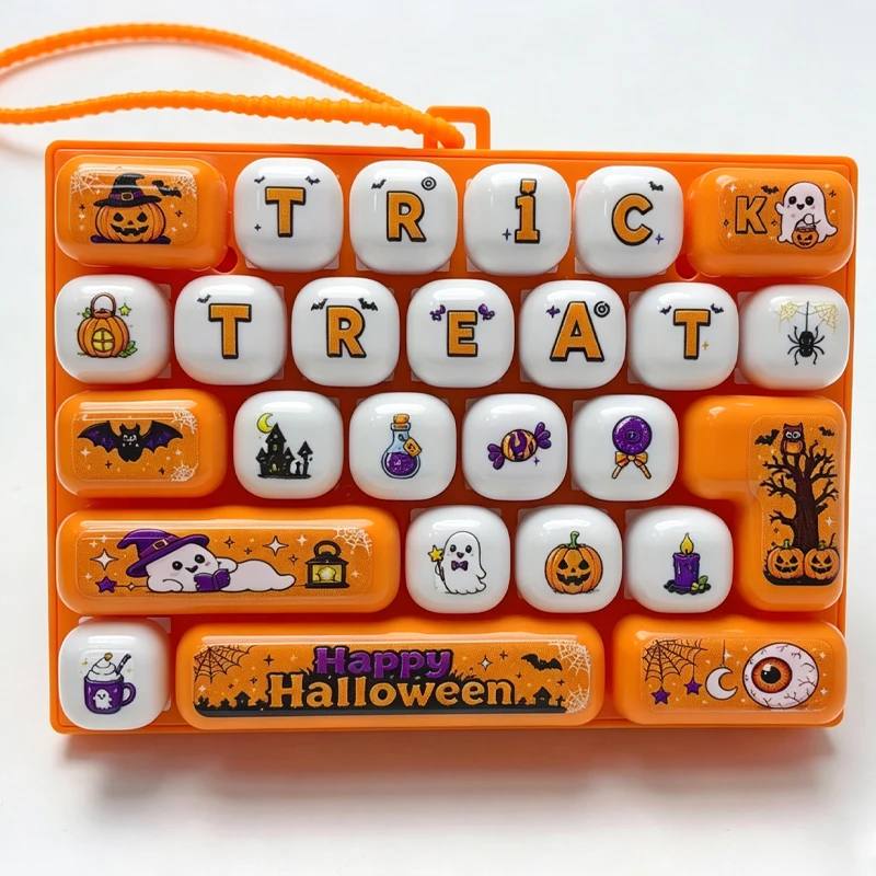 26 Keys Halloween Keyboard Clicker Keychain Cartoon Stress Relief With Click Sound Backpack Pendant Party Favor For Adults Gift