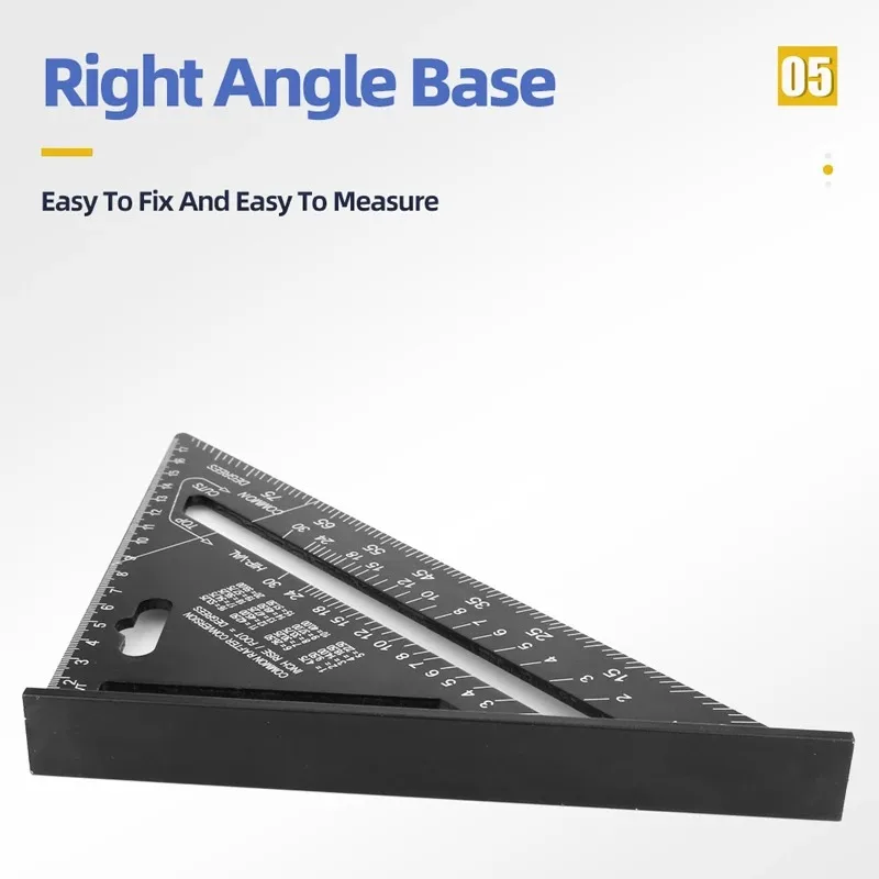 Triangle Ruler 7Inch Measurement Tool Aluminium Alloy Carpenter Set Square Angle Woodworking Tools Try Square Triangular Metric