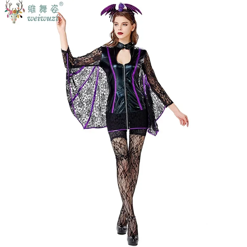 ديابلو ماجيك الجنية هالوين كرنفال cosplay أزياء النساء البالغات الخفافيش الملكة الدانتيل أجنحة براءات الاختراع والجلود زي دور اللعب حفلة موسيقية شريط عرض مجموعة نمط الدانتيل عباءة غامضة أنيقة القوطية مثير الخفا #5