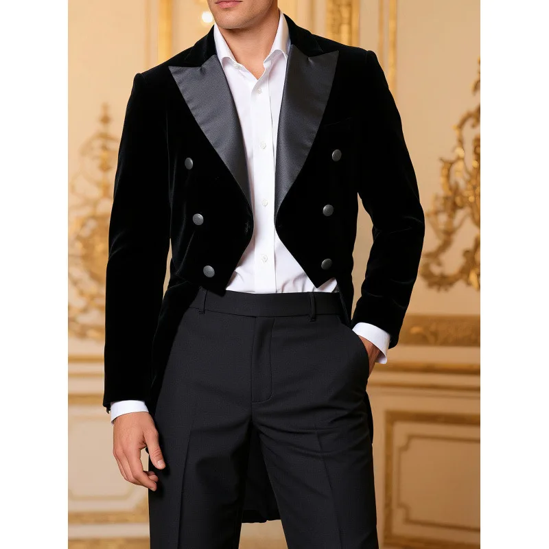 

Black Elegant Suit Tuxedo Men's Banquet Wedding Suit Stage Performance Jacket