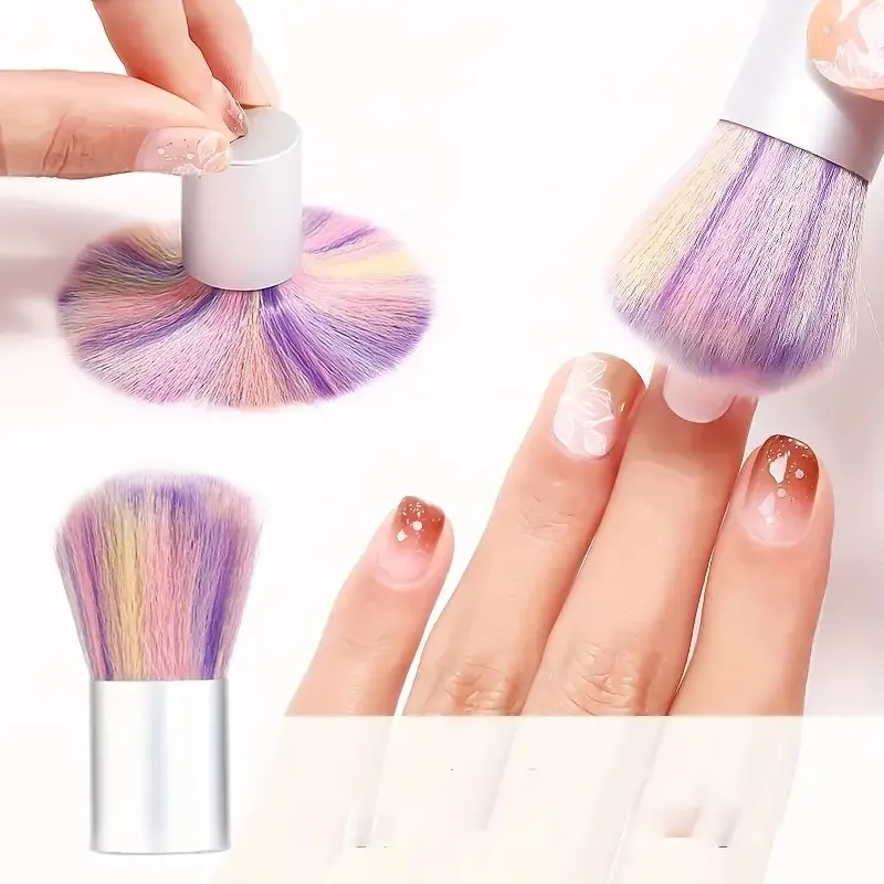 1Pcs Colorful Nail Art Dust Brush Soft Rainbow Mushroom Nail Brush Portable UV Gel Polish Powder Remove Cleaning Brush Beauty To