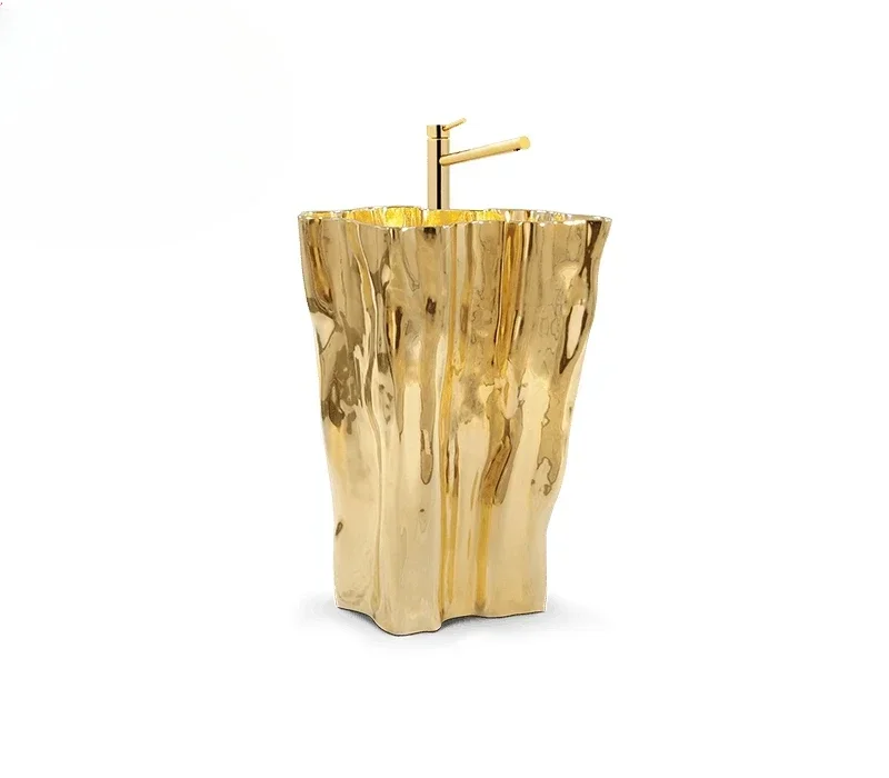 Customized luxury gold stainless steel washbasin, bathroom sink, hotel villa furniture