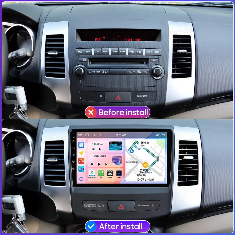 Android 16 For Mitsubishi Outlander xl 2 2005 - 2011 Car Radio Multimedia Video Player Navigation Carplay Stereo Head Unit GPS