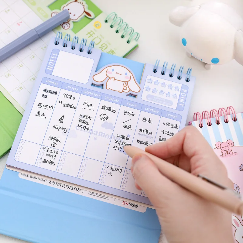 Kawaii Sanrios Anime Kuromi Melody Cinnamoroll Calendar 2024 Daily Plan Schedule Desk Desktop Decor Students Stationery Supplies