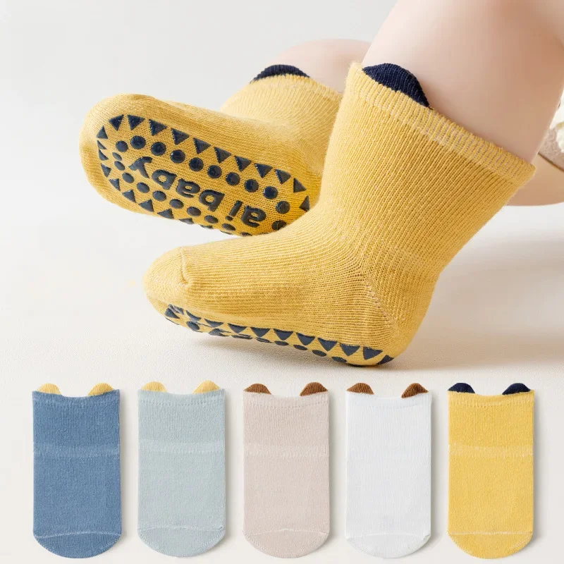 Calcetines de algodón para recién nacido, medias gruesas y cálidas para el suelo, antideslizantes, para niño y niña de 0 a 3 años, ropa para niña recién nacida, Otoño e Invierno