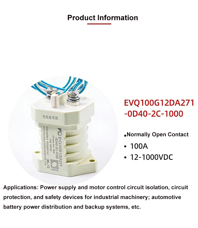 DC Contactor 50A100A A Set of Normally Open Energy Storage Battery Contactors Is Suitable for Electric Piles Electric Vehicles