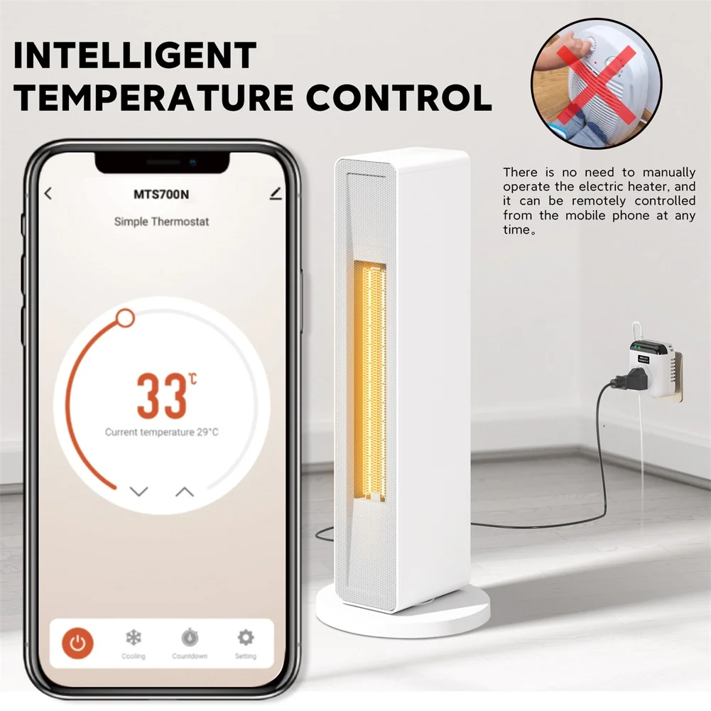 Plug-in Programmable Smart Thermostat Socket,WiFi App Control,Voice Control Compatible With Tuya= For Heaters And Cooling Device
