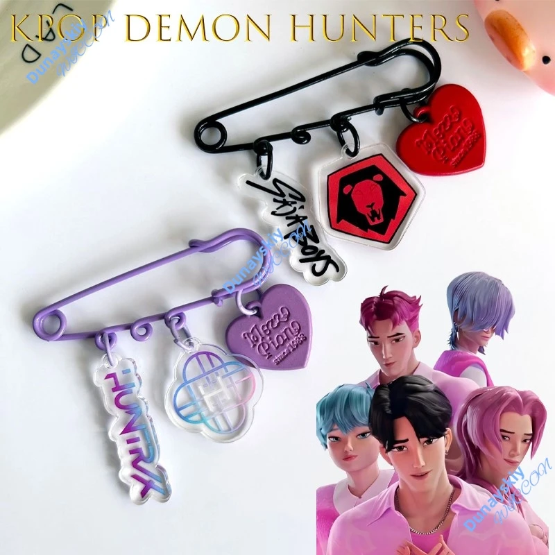 

K-Pop De Mon Hunters Party HUNTRIX & Saiaboy Acrylic Brooch Pin Set Character Accessories Halloween Christmas Costume Partyv