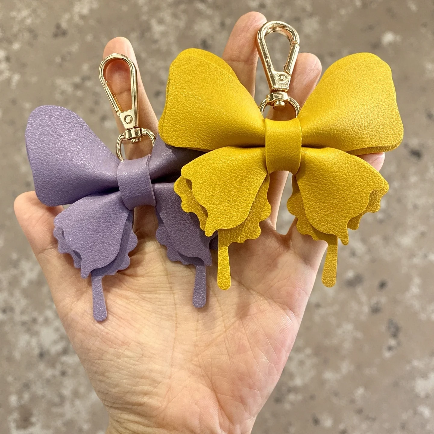 Elegant Double-Layer PU Leather Butterfly Bag Charm Keychain-Stylish Bohemian Pendant for Women's Tote, Shoulder Bag & Backpack - view 5