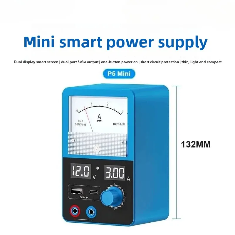 P5 Mini DC Regulated Power Supply 3A 12V Adjustable Voltage Current Meter for Mobile Phone Repair