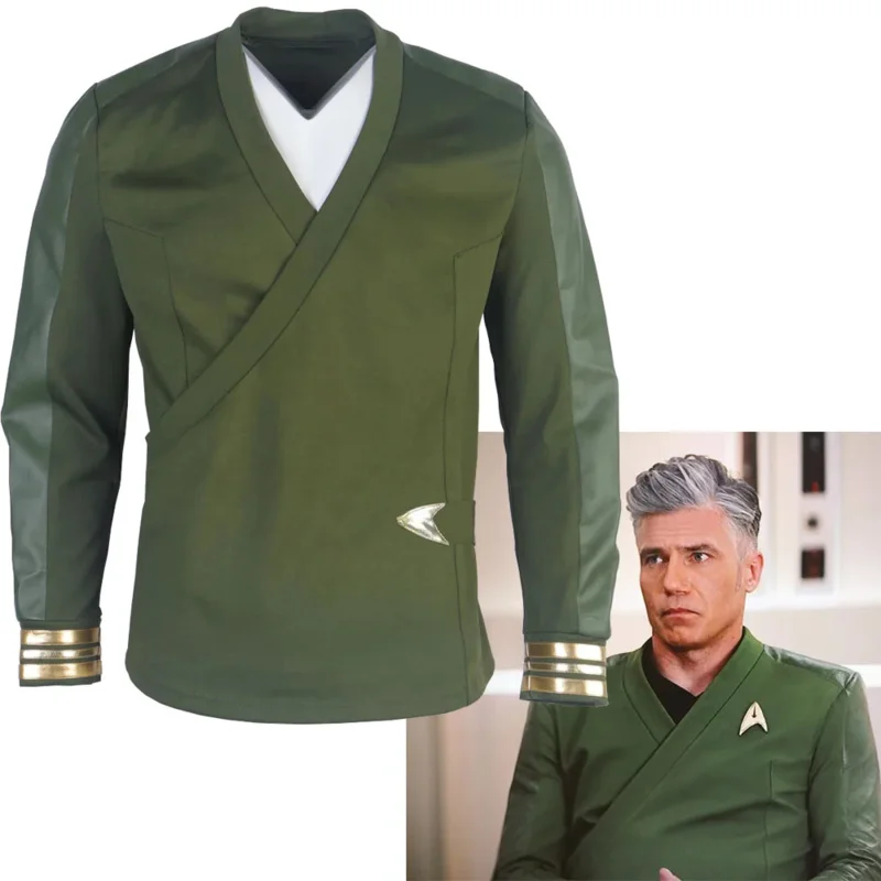 For Strange New Worlds Captain Pike Green Uniforms Starfleet Top Shirts Cosplay Costumes