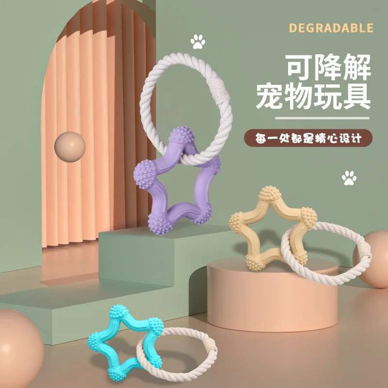 

Pet Toy Hot Sale Dog Pentagram Cotton Rope Interactive Chew Teething Educational Rubber