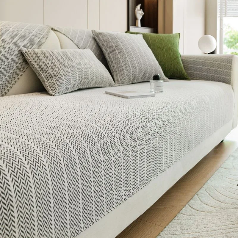 1pc Sofa cushion chenille non-slip high-end cover towel four-season universal straight row leather sofa cushion towel