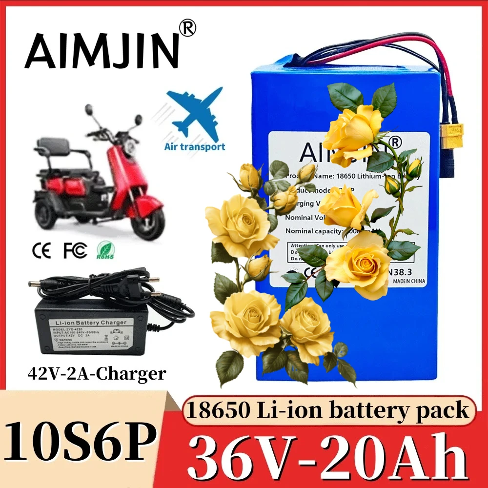 

36V 20000mAh High-capacity 10S6P Rechargeable 18650 Lithium-ion Battery Pack Built in BMS Suitable for Electric Scooter Battery