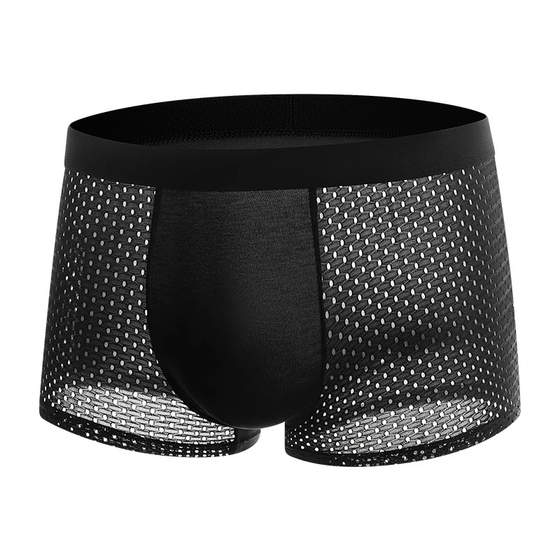 4pcs Men\'s Underwear Ice Silk Mesh Men Boxershorts Plus Size Panties Solid Sexy Men Boxer Summer Breathable Intimate Underpants