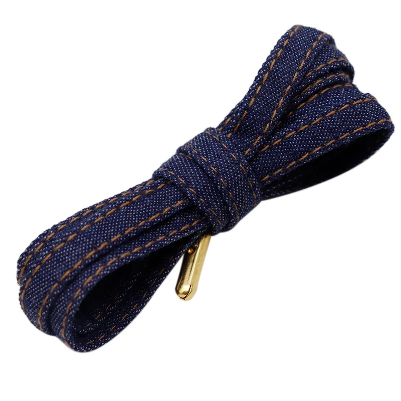 Weiou Premium Flat Denim Shoelaces With Metal Tips Cool Laces To Customize Your Kicks Blue Black Shoestrings For Sports Sneakers