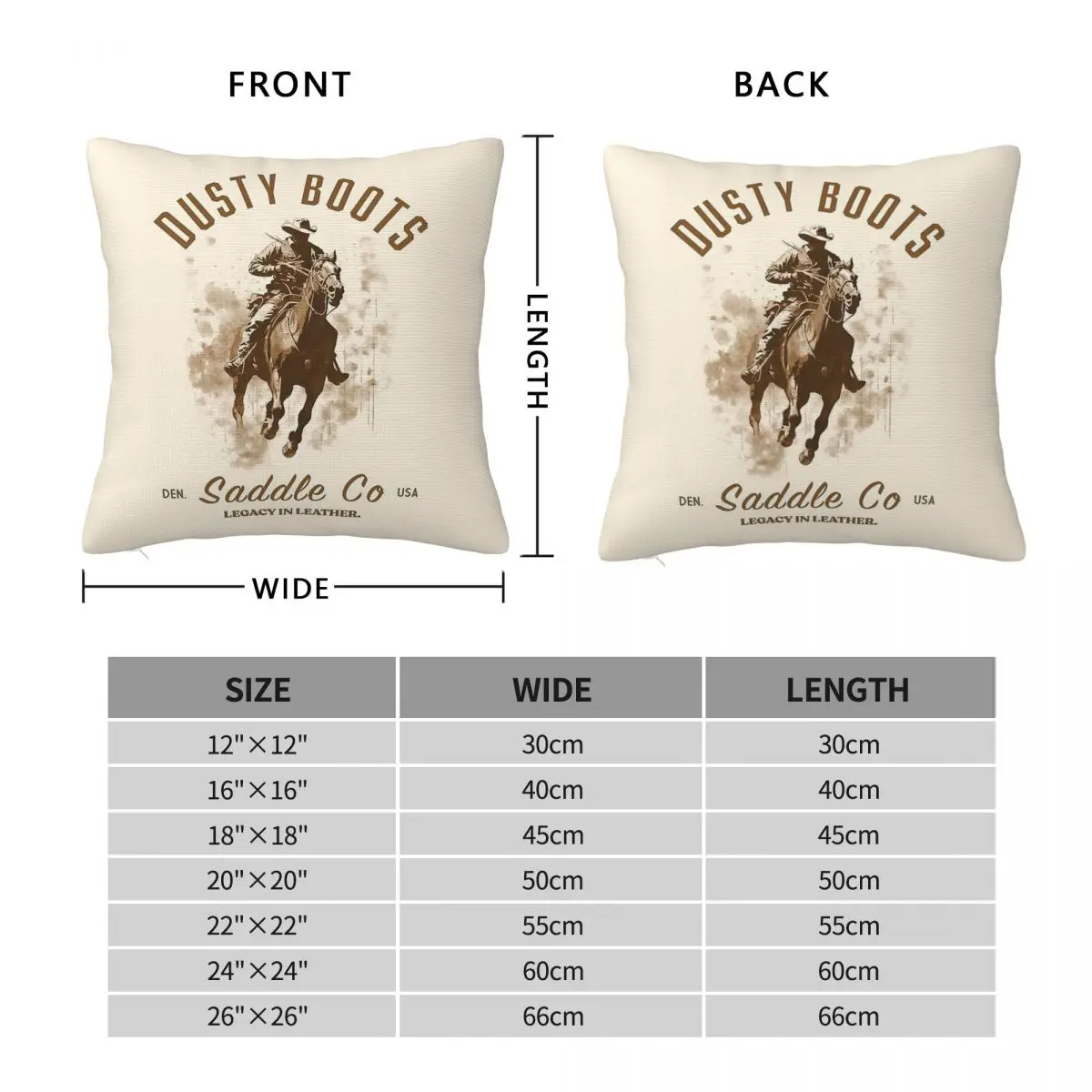 Dusty Boots Cowboy On A Horse Square Pillowcase Polyester Linen Velvet Pattern Zip Decor Throw Pillow Case Bed Cushion Cover