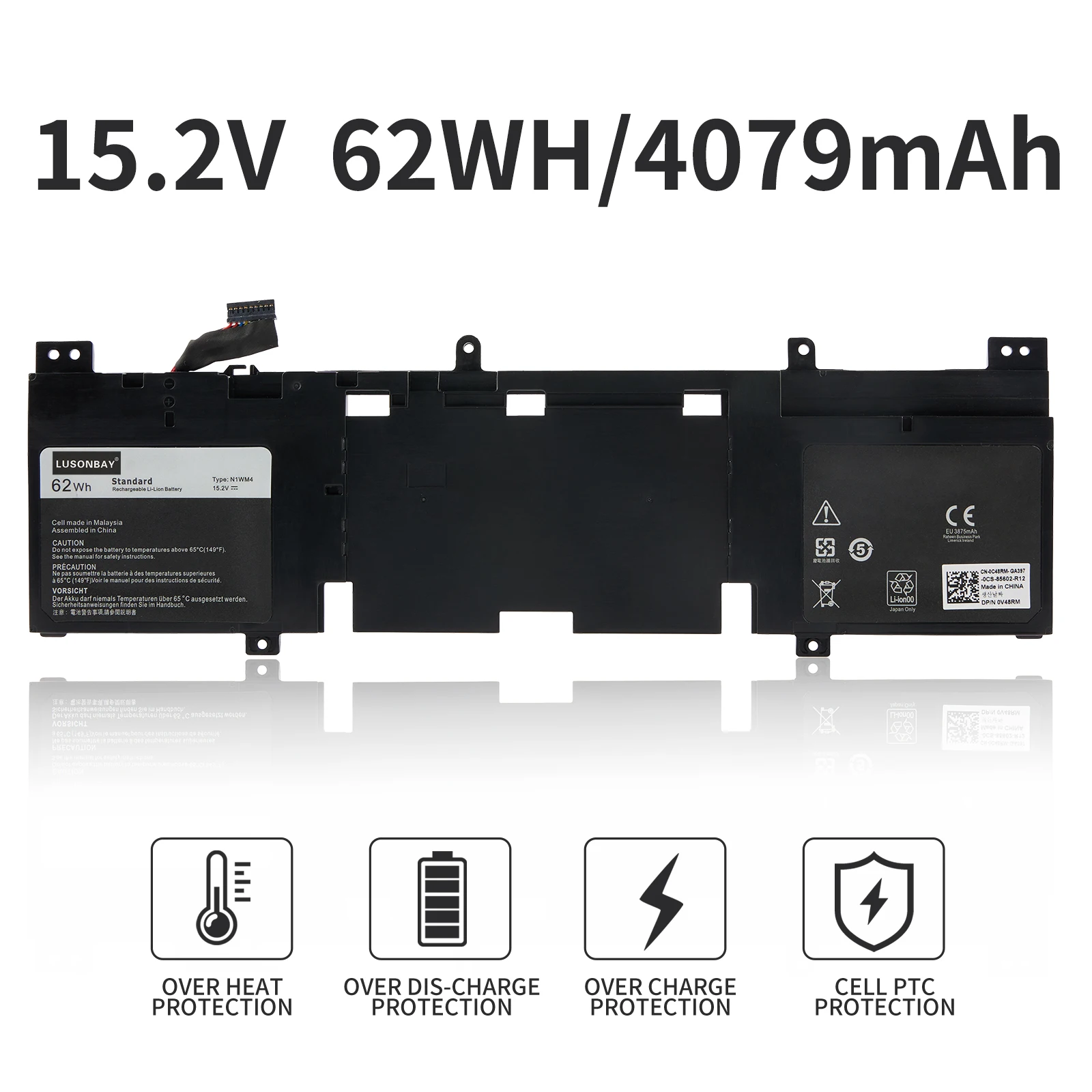 LUSONBAY 3V806 N1WM4 Battery For DELL Alienware 13 R2 Series ALW13ED-2708 ALW13ED-2608 ALW13ED-1508 62N2T 2P9KD 51WH 62WH