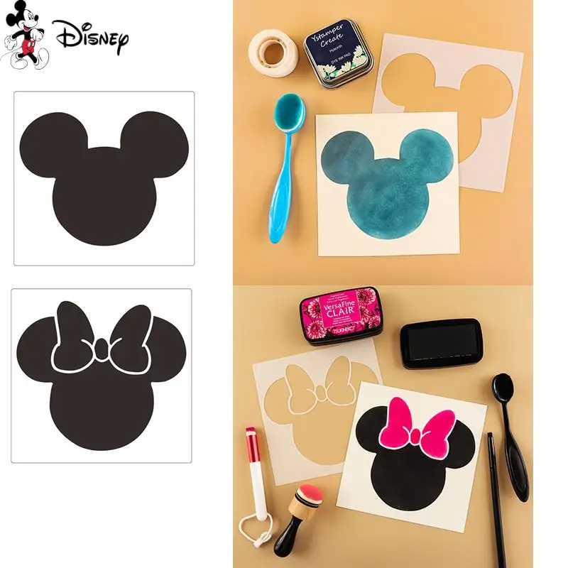 Disney Mickey Minnie Mouse Plastic Stencils For DIY Scrapbook Paper Card Making Decorative Craft Templates New Arrival 2022