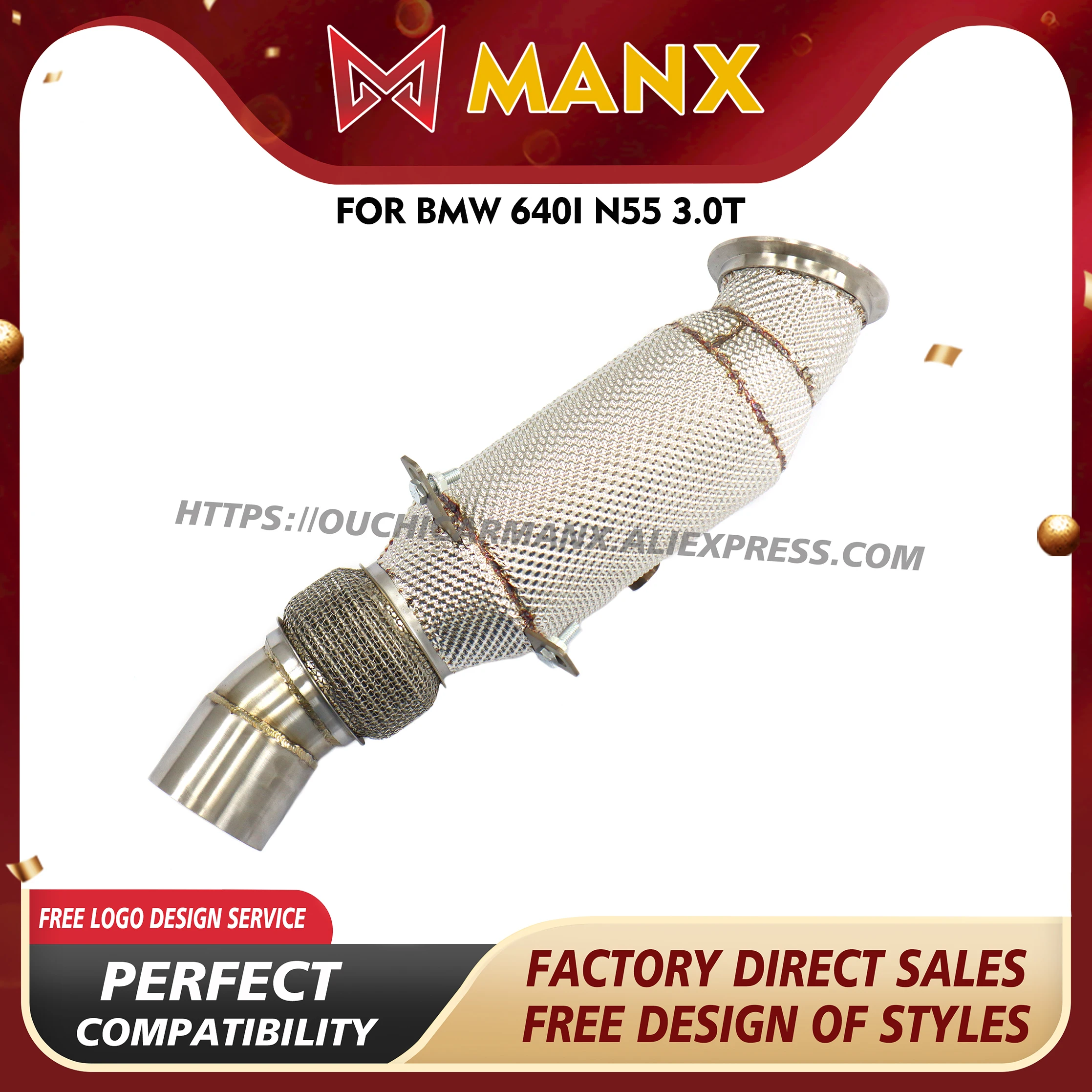 

MANX for BMW 640i N55 3.0T High quality Downpipe Heat shields Exhaust system Replacement installation ﻿