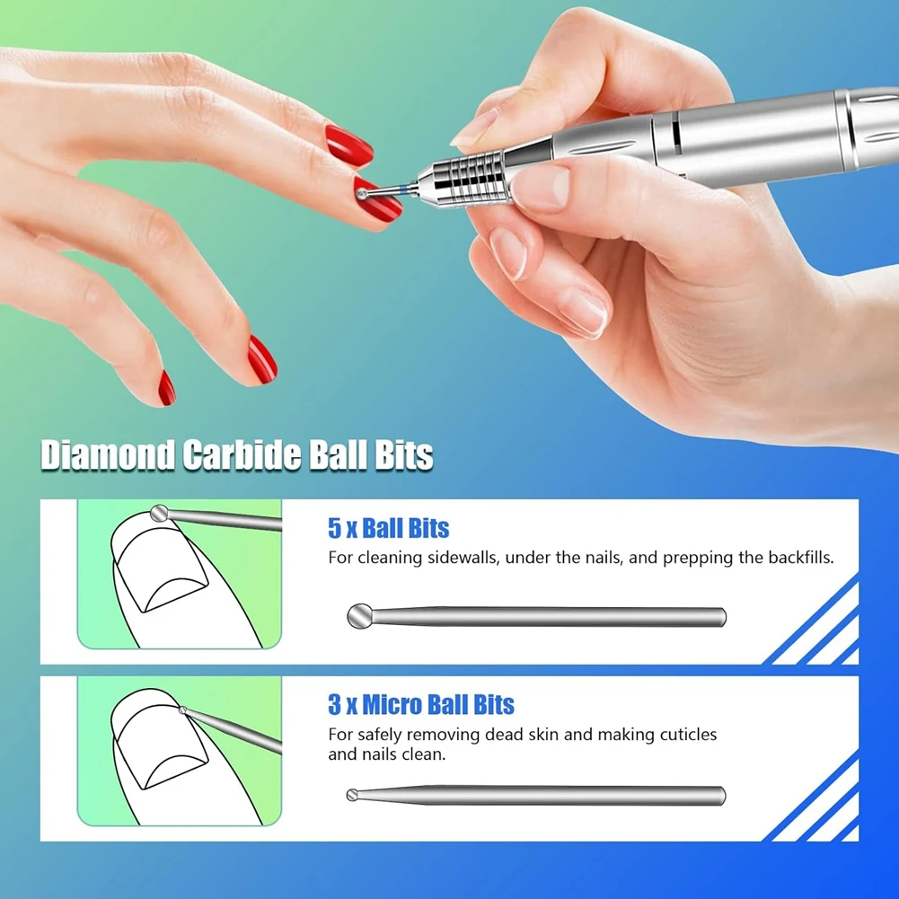 【BAAQ】 30PCS Cuticle Nail Drill Bits Set: 3/32'' Nail Bits for Acrylic Gel Nail Prep, Remover Tools Efile Bits for Salon Home