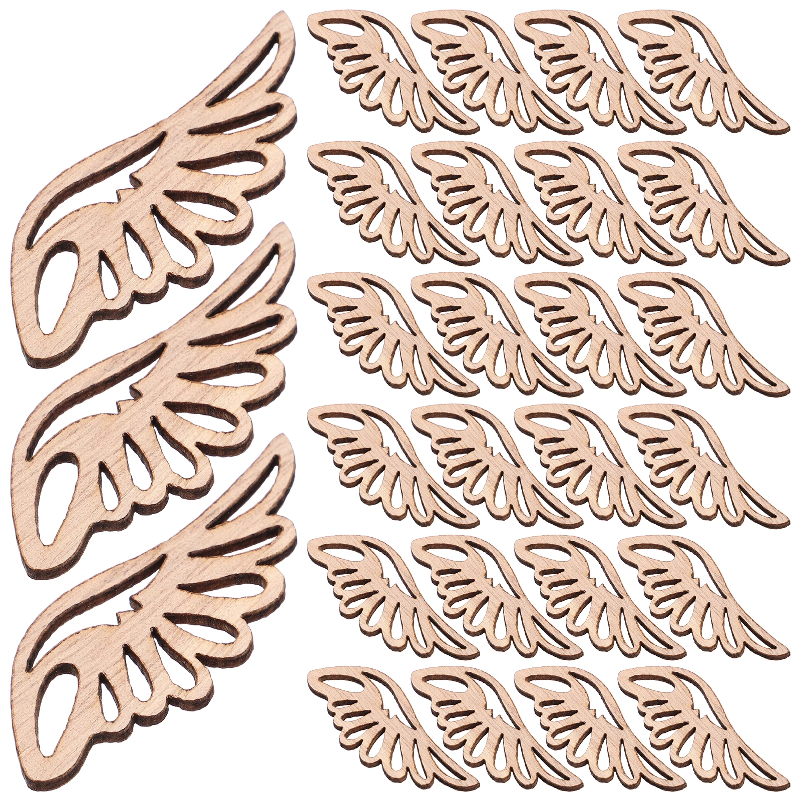 

50 Pcs Angel Wings Wood Piece Crafts for Kids Christmas Ornaments Color Wooden Charm Bead