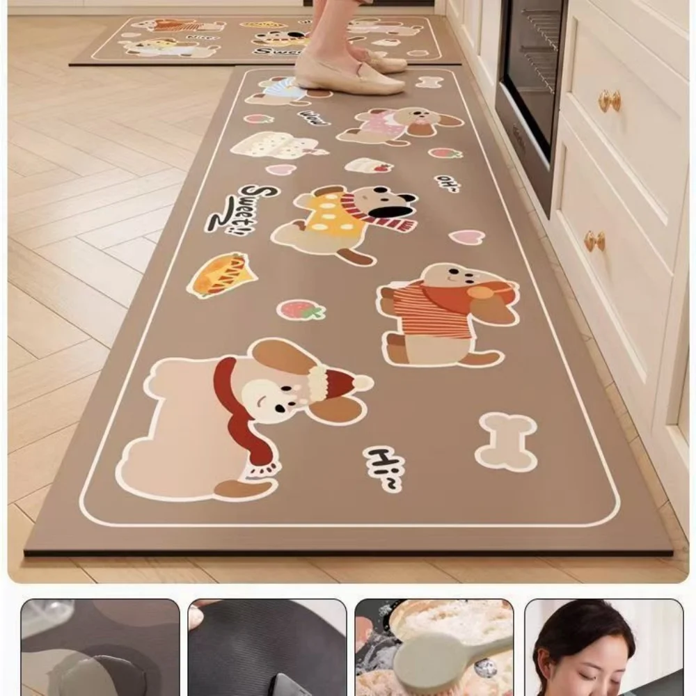 VIKAMA Reusable and Drip-Free Kitchen Floor Mat  New Silica Clay Anti-Slip Water Absorbing Anti-Oil Foot Pad for Home Decoration