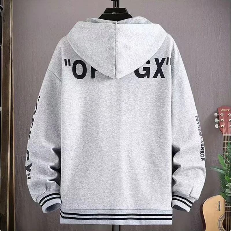 S-6XL Black Oversized Hooded Jacket Men\'s Baseball Jacket Autumn Winter High Quality Cotton Hoodie Top Harajuku Men\'s Clothing