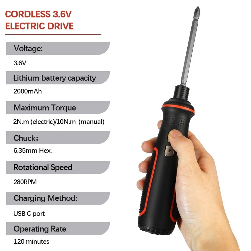 Electric Goddess Mini Electric Screwdriver Mini Drill 3.6v 2000mah Lithium Battery  Household Disassembly Repair Power Tools Kit