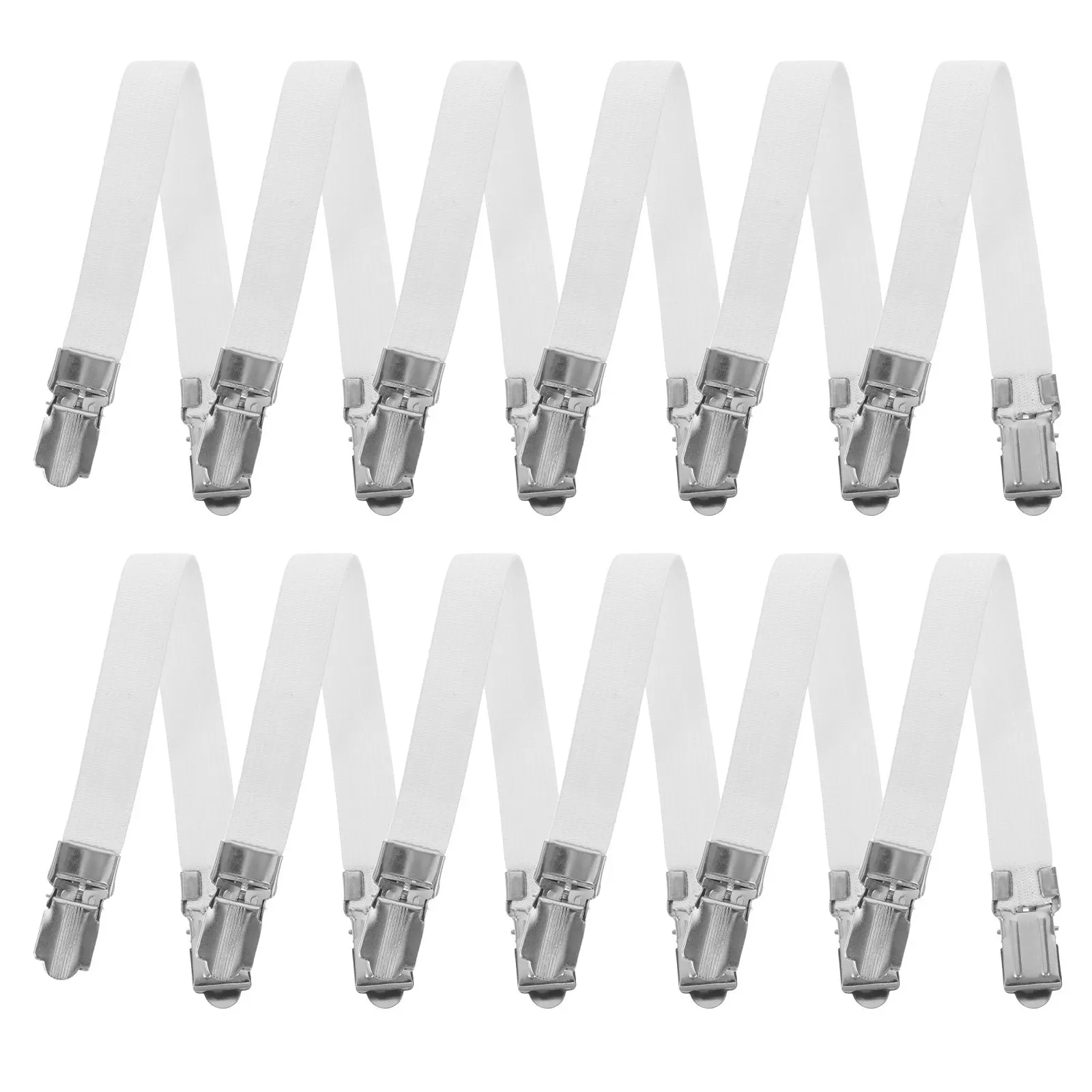 12Pcs Ironing Board Cover Fasteners Elastic Bed Grippers Suspender Clips Keep Pad Flat Secure Non-Slip Tension Straps for Home