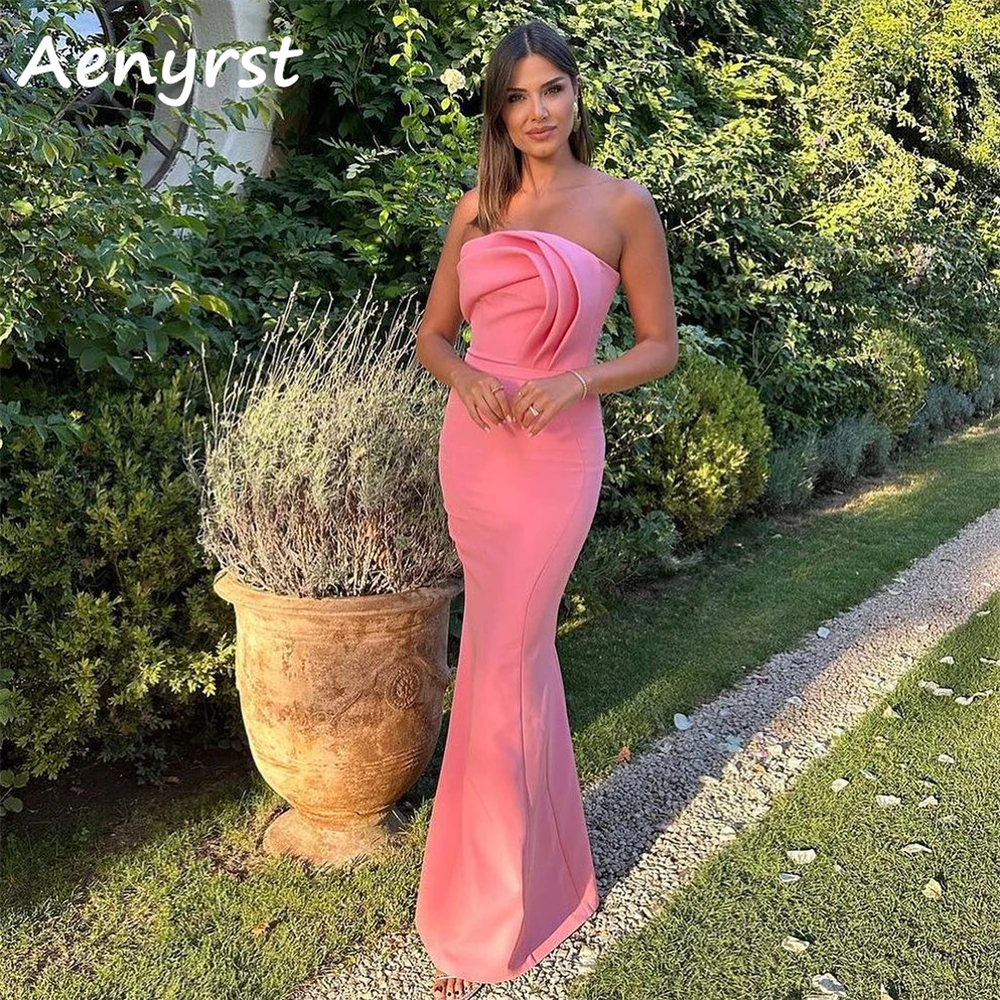 Aenyrst-Robe de Soirée Sirène en Satin Sans Bretelles, Tenue de Bal Élégante, Rose, Quelle que soit la Longueur au Sol, Arabie Saoudite