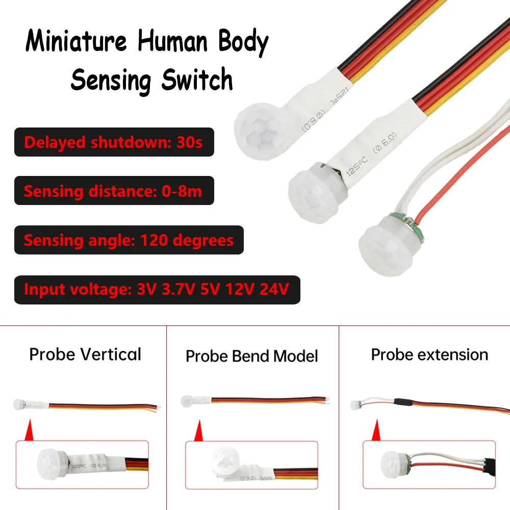 1/5PCS DC 3-24V PIR Motion Sensor Light Switch Human Body Detector Time Delay Mode Adjust Infrared Sensor Auto Control