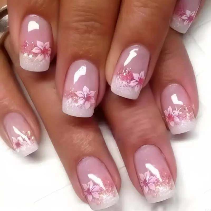 

M4YA 24 Piece Flower Design Нажапите на ногтевой маникюр для ногтей. Украшение для женщин