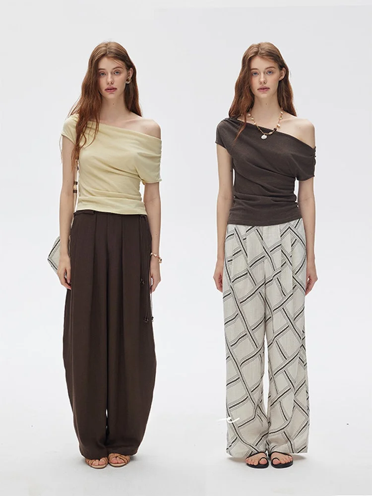 

Футболка Lunique T-irt Zigym Moon, двусторонняя, с асимметричным вырезом на плече, из смесового волокна, хлопка и льна, с коротким рукавом