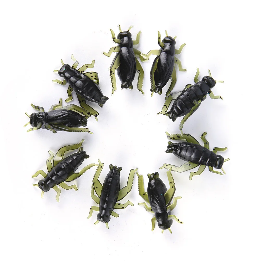 20pcs/lot Artificial Soft Cricket Fishing Lures  Insect Bait Pesca Lightweight Grasshopper Floating Ocean Wobblers Silicone Bait