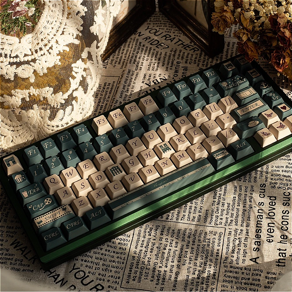 

Retro Green Keycap 7U Space Bar Cap Cherry Pbt For Gmk 87/98/104/75 Mechanical Keyboard 139Keys Classic Khaki Contrast Keycap