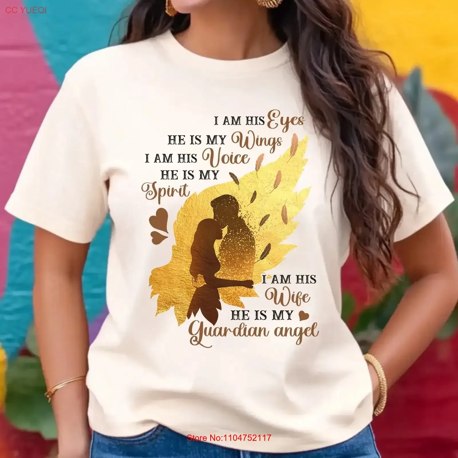 Guardian Angel Husband Memorial T Shirt Loss Grieving Wife vintage Washed Comfortable homme Unisex Soft Casual Versatile